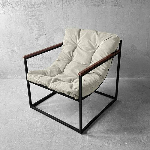 Кресло для отдыха лофт комфи Белый велюр металлический каркас разборное 6550₽