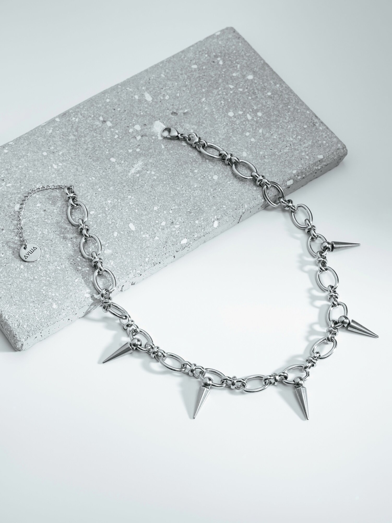 Чокер ДУША_BRAND, длина 36 см, серебристый — фото 1