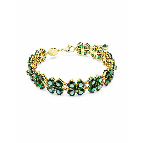 Браслет SWAROVSKI кристаллы Swarovski размер 195 см зеленый золотистый 5800₽