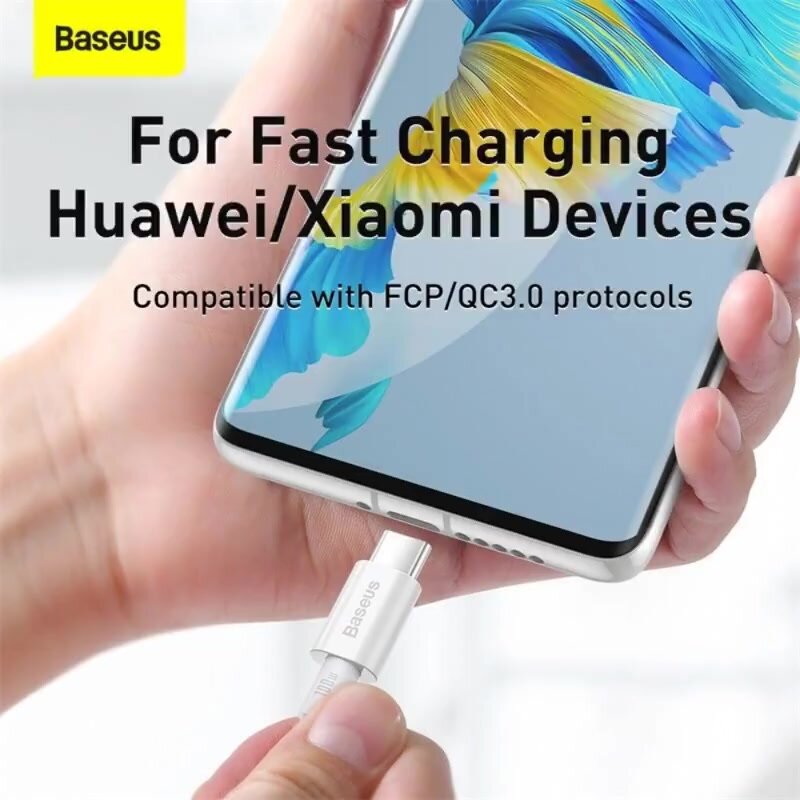 Кабель Baseus CATYS-C02 Superior Series Fast Charging Data Cable Type-C to Type-C (PD 100W) силиконовый 2m White — фото 1
