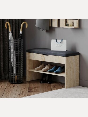 Изображение товара Обувница ВНК "Орион", ЛДСП дуб сонома, микровелюр, 80х48х30 см