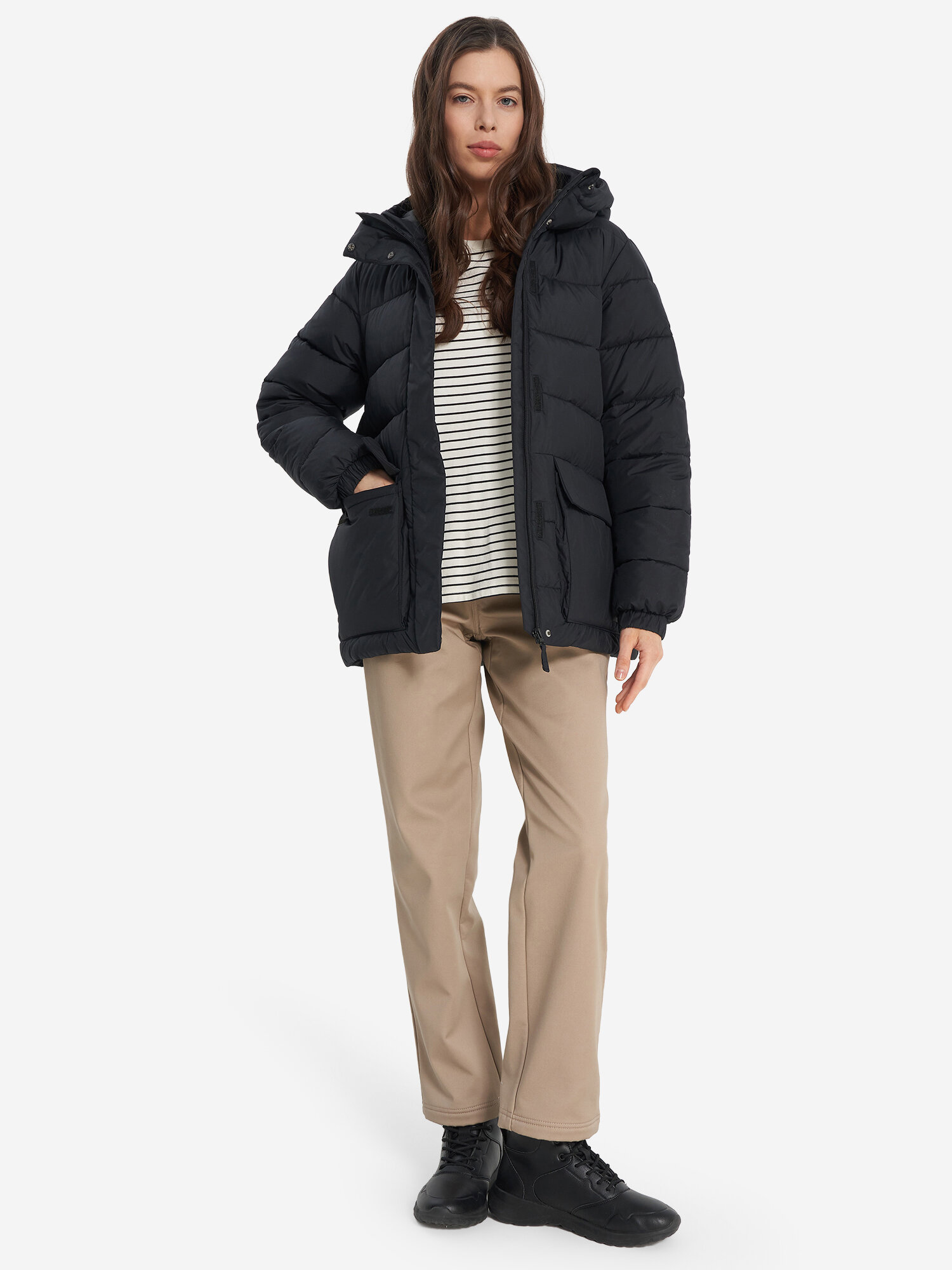 Пуховик OUTVENTURE, размер 54-56, черный — фото 1