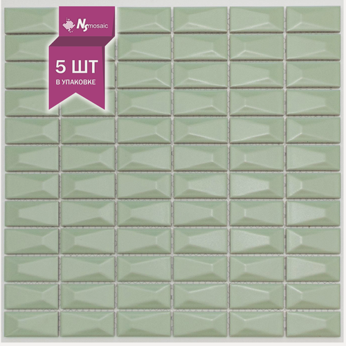 Изображение товара Мозаика керамическая NSmosaic R-362, зеленая матовая, 300x300 мм, упаковка 5 шт.