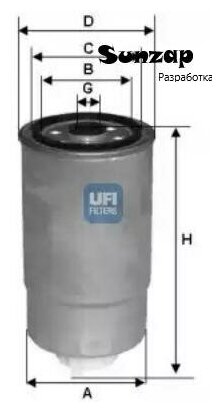 UFI 24.351.00 Фильтр топливный, дизель