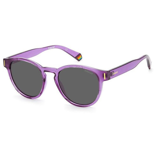 фото Солнцезащитные очки polaroid, круглые, с защитой от уф, поляризационные, фиолетовый