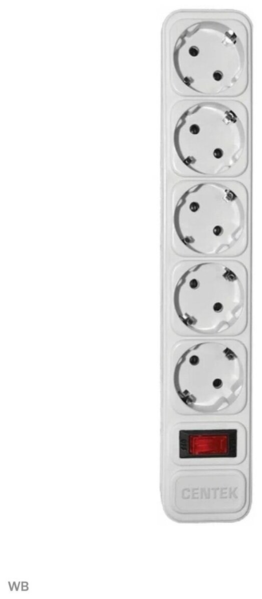 Сетевой фильтр Centek CT-8900-5-4,5 White (белый) 5 розеток, 4,5 м, двойная защита, макс до 2200 Вт