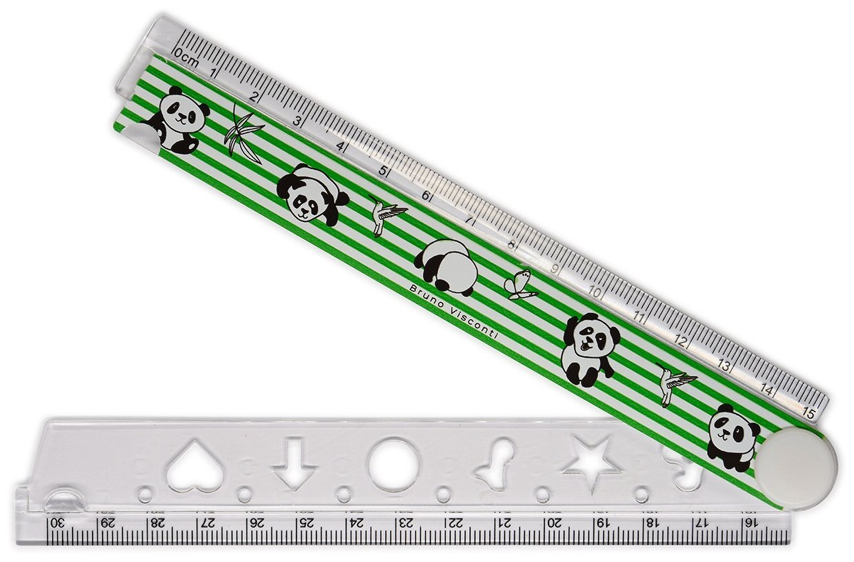 Линейка пластиковая складная "HappyGraphix. Панды" 15 / 30 CМ Арт. 45-0010/01