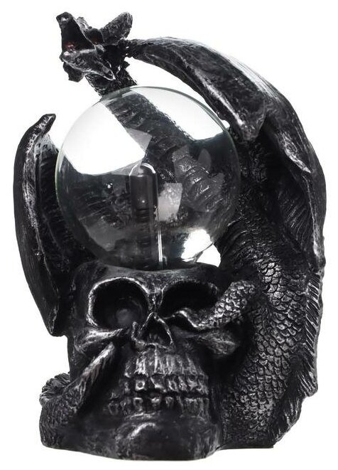 Плазменный шар "Дракон и череп" черный с серебряной патиной 15х15х17,5 см Risalux 7182199 . - фотография № 8