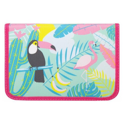 Пенал пифагор, 1 отделение, 1 откидная планка, ткань, 20х14 см, Toucan, 229209