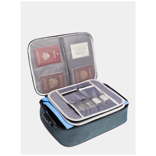 Органайзер для хранения документов, путешествий, сумка с кодовым замком, синий, Home City