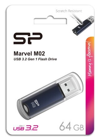 USB флешка SILICON POWER 64Gb Marvel M02 blue USB 3.2 Gen 1 (USB 3.0)