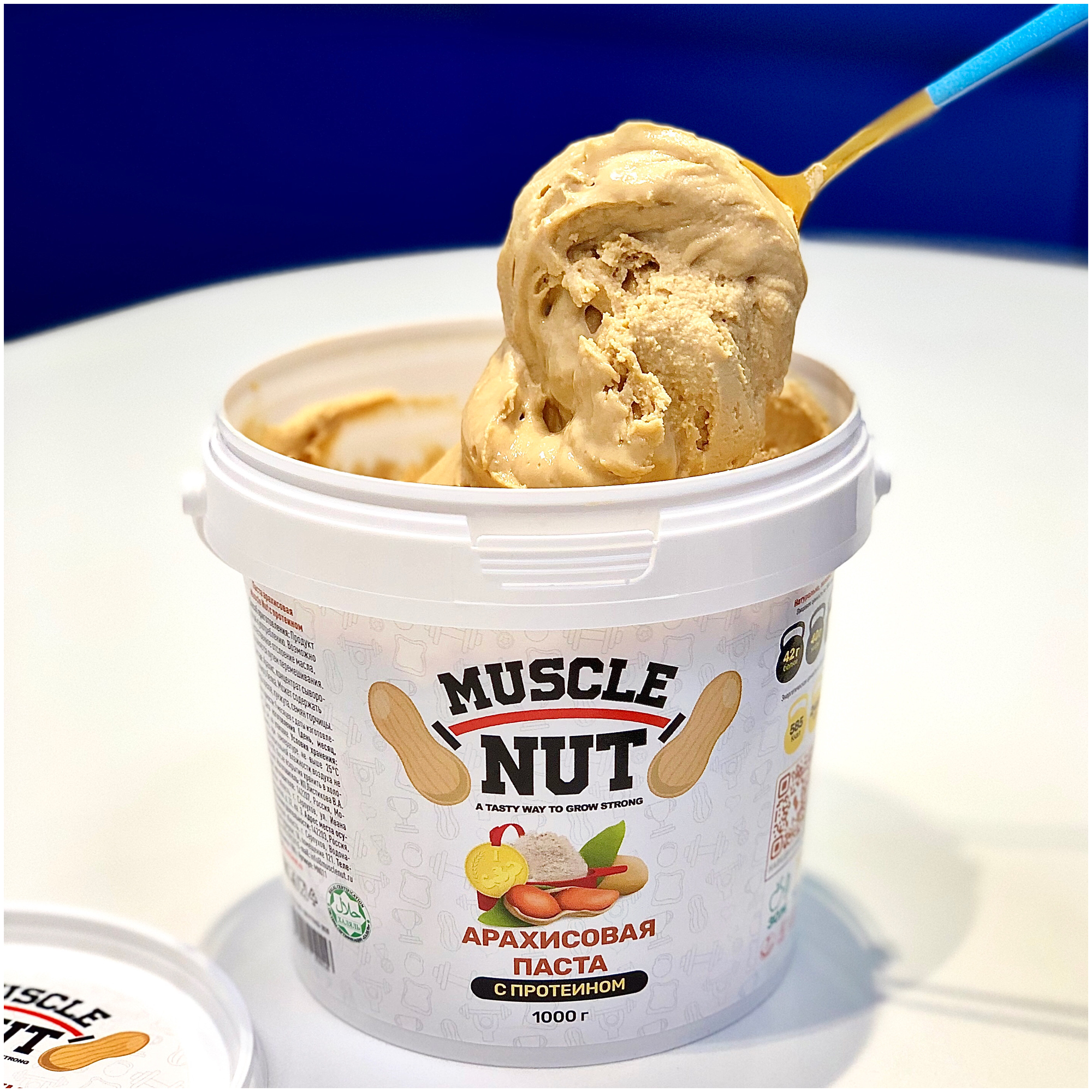 Арахисовая паста Muscle Nut с протеином, без сахара, натуральная, высокобелковая, 300 г - фотография № 2