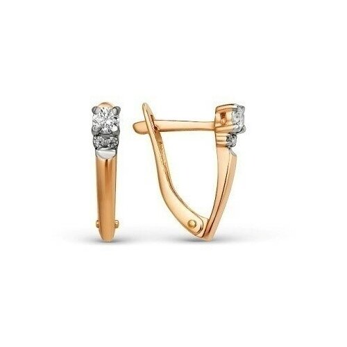 С-00062 Серьги с бесцветным фианитом, цвет-розовый, металл-серебро