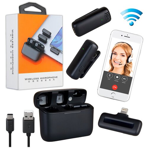 Микрофон беспроводной петличный Rapture Pro Blog GL-577 Lightning + зарядный кейс, для смартфона, планшета, экшн-камеры, ноутбука