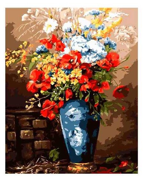 LORI картина по номерам Маки в синей вазе