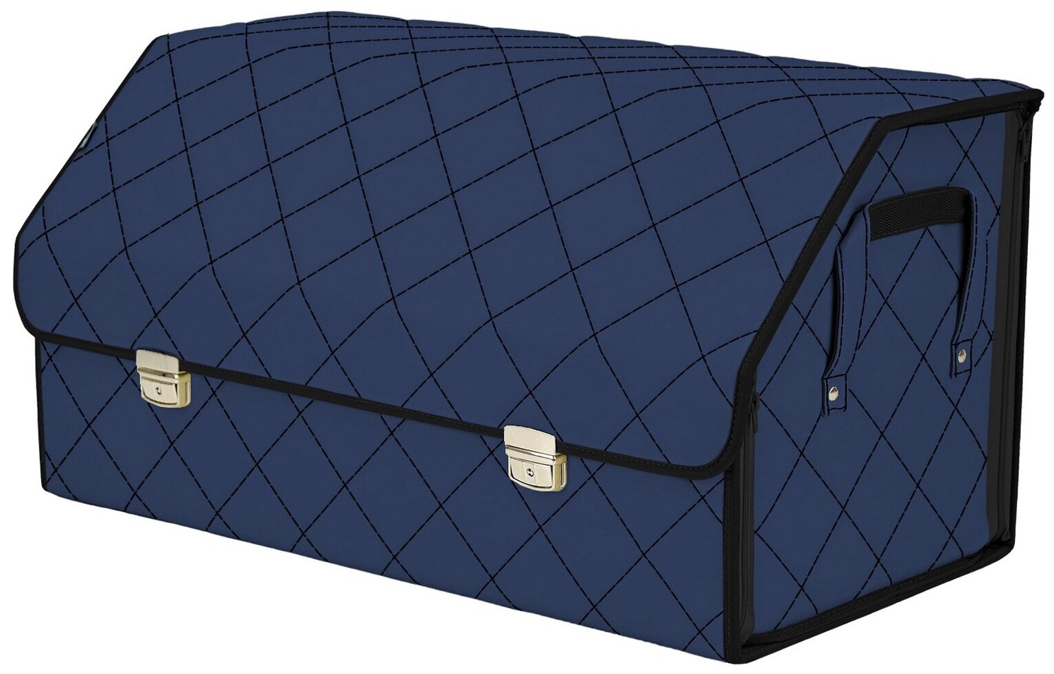 Органайзер-саквояж в багажник "Союз Премиум" (размер XL Plus). Цвет: синий с черной прострочкой Ромб.