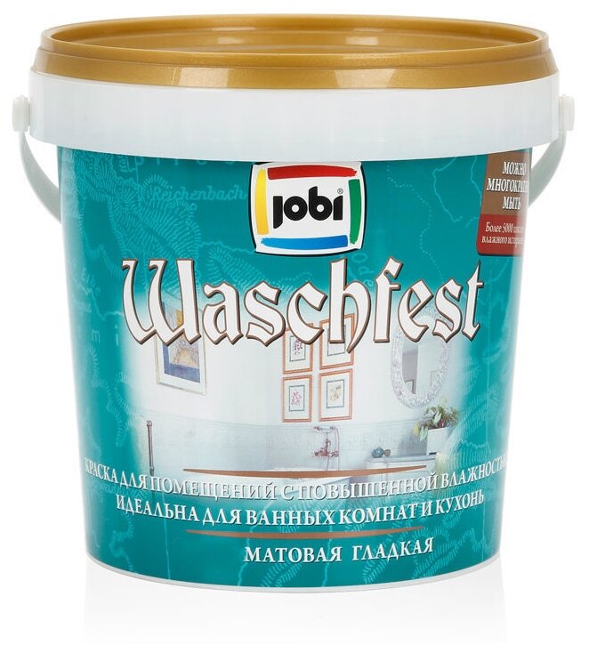 Краска для ванных и кухонь JOBI WASCHFEST -20С° (0,9л) База С