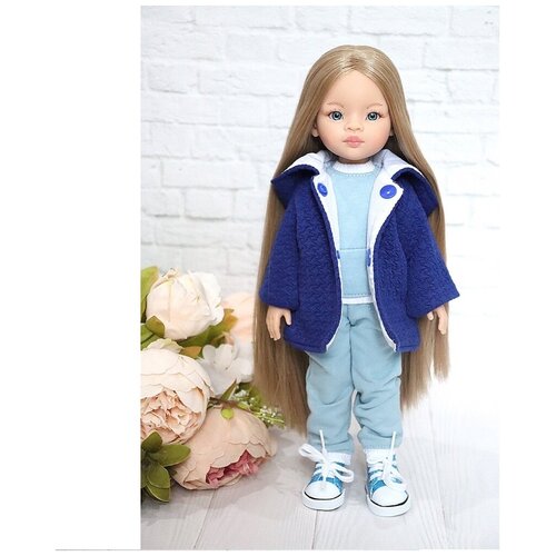 фото Комплект одежды и обуви для кукол paola reina 32 см (пальто, костюм и кеды), синий favoridolls