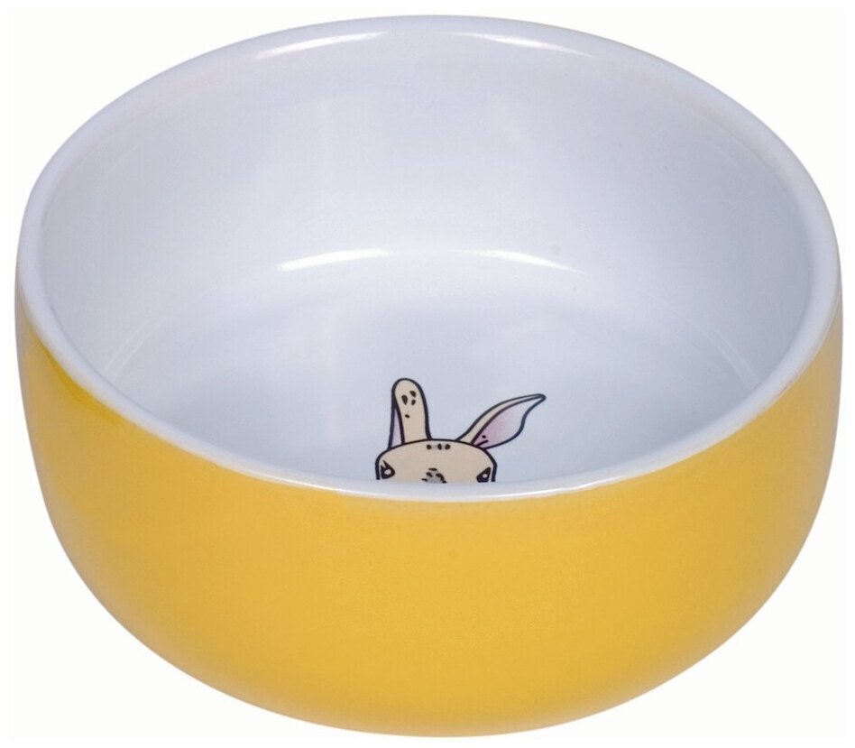 Миска для грызунов керамическая Nobby Rabbit с рисунком Кролика белая/салатовая 200 мл (1 шт) - фотография № 3