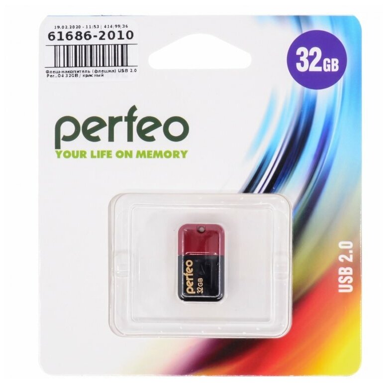 USB-накопитель (флешка) Perfeo M04 32Gb (USB 2.0), красный