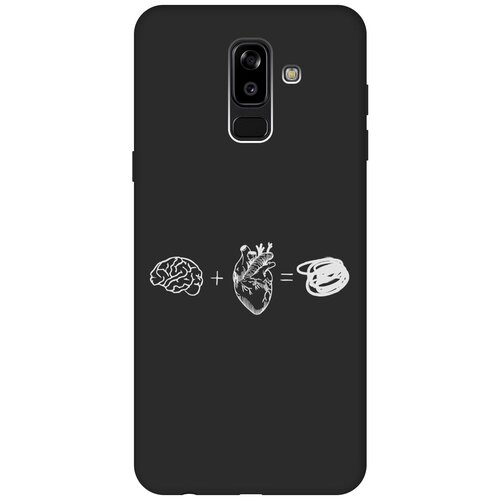 Матовый Soft Touch силиконовый чехол на Samsung Galaxy J8, Самсунг Джей 8 с 3D принтом Brain Plus Heart W черный матовый soft touch силиконовый чехол на samsung galaxy j8 самсунг джей 8 с 3d принтом k heart черный
