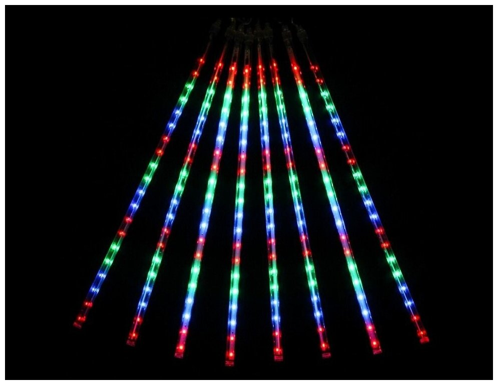 Электрогирлянда "Тающие сосульки", 320 цветных LED-огней, эффект 'стекания', 10 сосулек, 3.5+5 м, прозрачный провод PVC, уличная, SNOWHOUSE