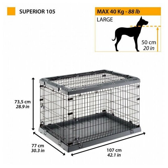 Ferplast клетка SUPERIOR 105 для собак, С пластиковой крышей И поддоном - фотография № 12