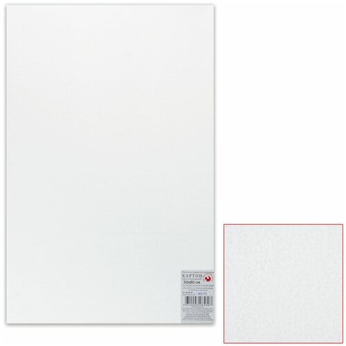 ПОДОЛЬСК-АРТ-ЦЕНТР Картон белый грунтованный для живописи, 50х80 см, двусторонний, толщина 2 мм, акриловый грунт