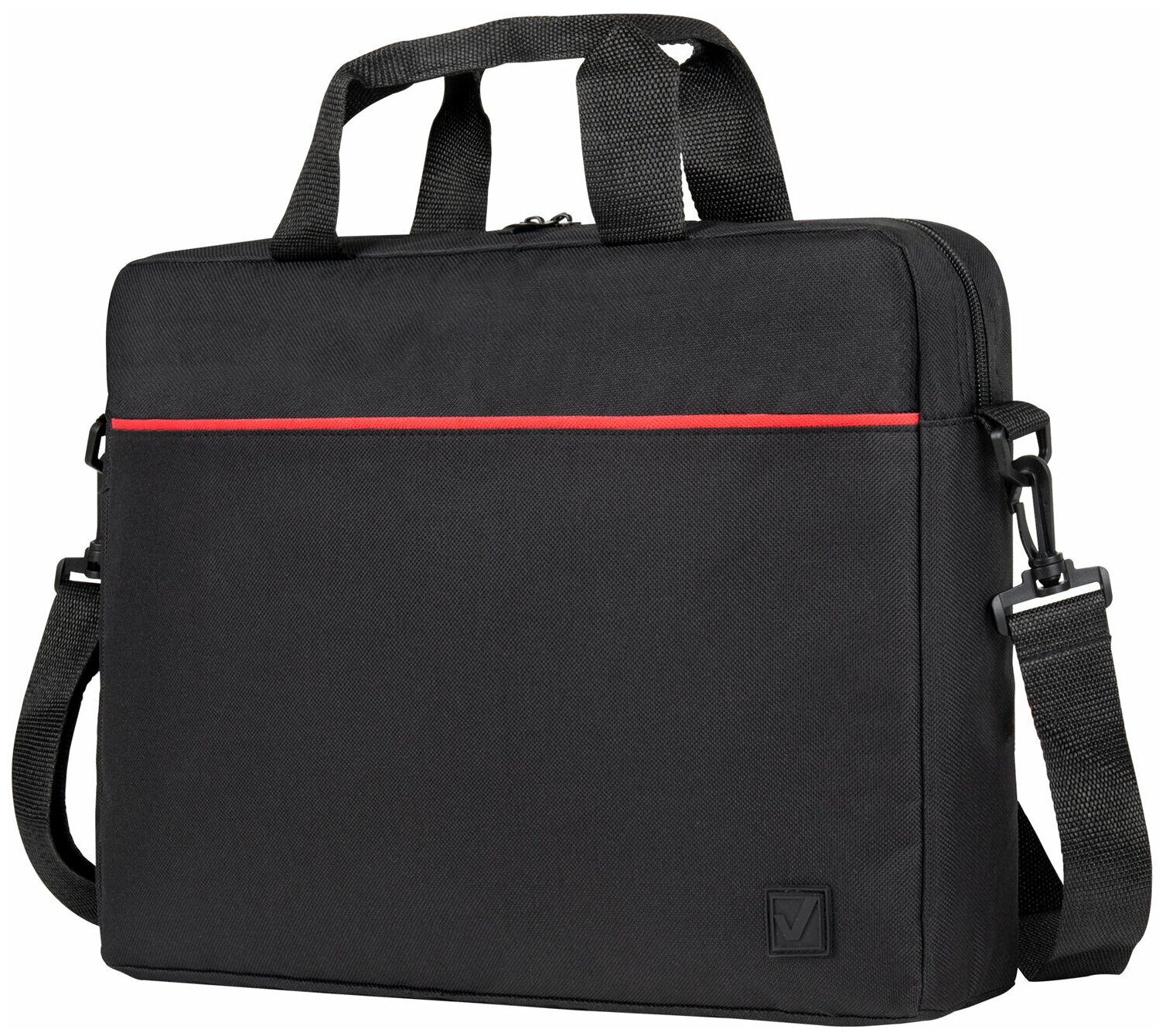 Сумка портфель BRAUBERG PRACTICAL с отделением для ноутбука 15,6", "Red line", черная, 29х40х7 см, 270829
