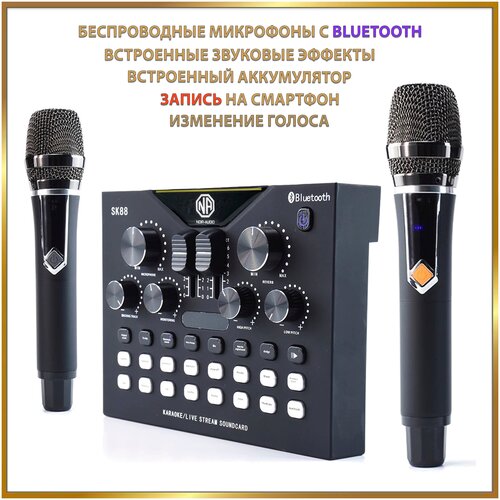 Беспроводной микрофон NOIR-audio SK88 с микшером и Bluetooth, два беспроводных микрофона