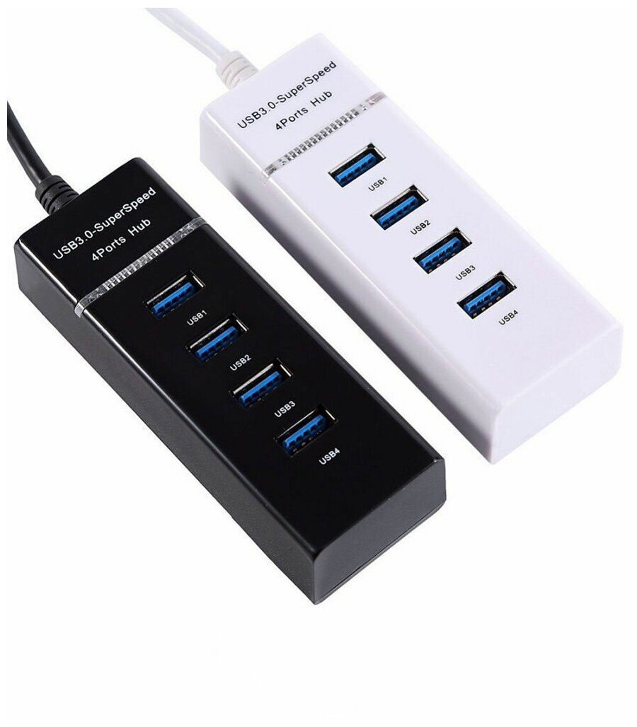 USB-концентратор USB 30 на 4 порта HUB разветвитель портативный для периферийных устройств расширитель ПК белый провод 120 см