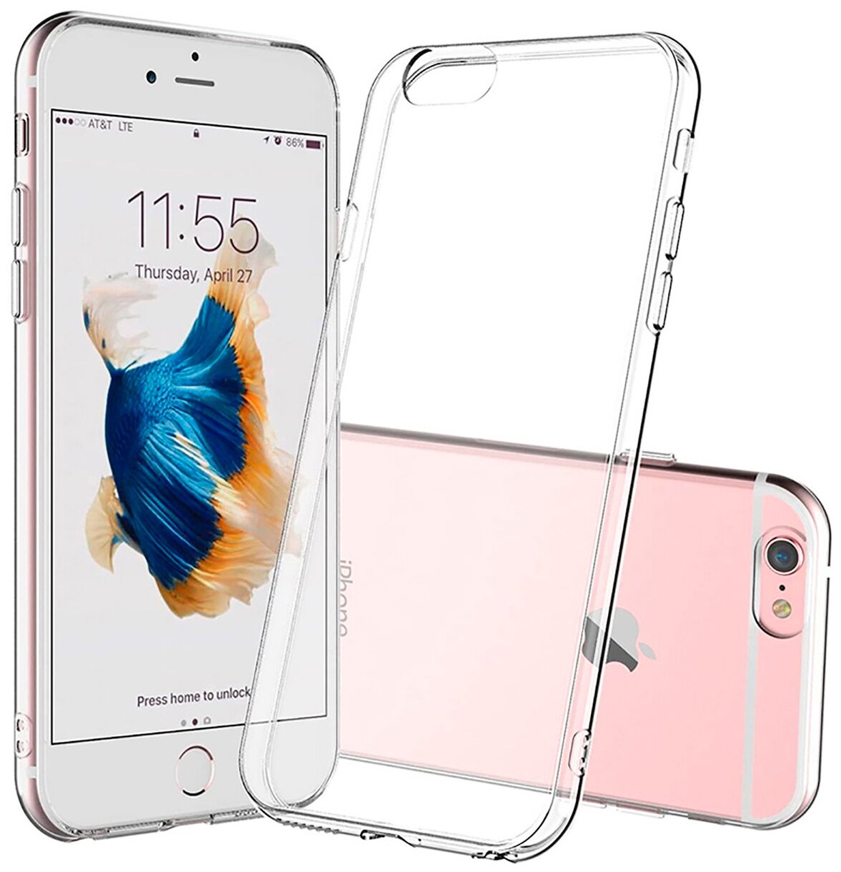 Силиконовый чехол на Apple iPhone 6s / 6 / Эпл Айфон 6 / 6с прозрачный