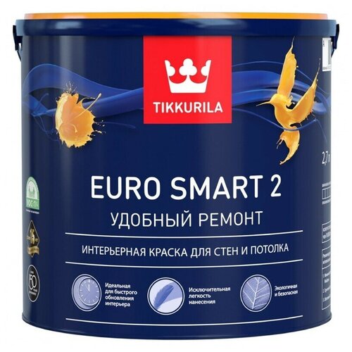 краска интерьерная для потолка TIKKURILA EURO SMART 2 , 9л, База VVA