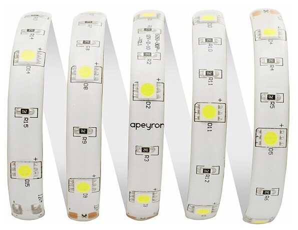 Комплект светодиодной ленты Apeyron 12В smd 5050 30 д/м IP65 5м теплый белый (10-02) - фотография № 19