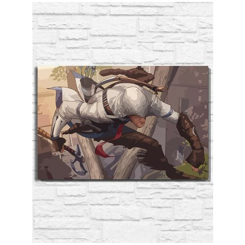 Картина по номерам на холсте игра Assassins Creed III (Альтаир, Эцио, Конор) - 9188 Г 60x40