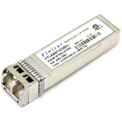 Трансивер Finisar FTLX8571D3BCL SFP+ Transceiver 100Base-SR/SW 10Gb/s 850nm ftlf8528p3bcv finisar 8gb sfp sw 850nm 300m волоконно канальный модуль приемопередатчика finisar 8g sfp трансивер 8g sfp волоконный переключатель