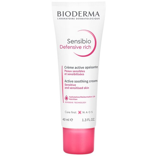Крем для чувствительной кожи лица увлажняющий насыщенный Defensive Sensibio Bioderma/Биодерма 40мл