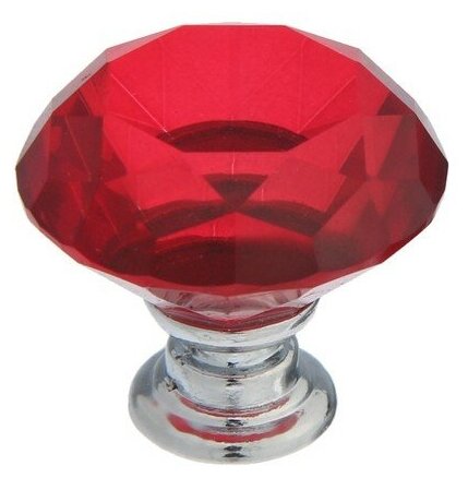фото Ручка кнопка цвет красный "Алмаз", стеклянная, d=30 мм
