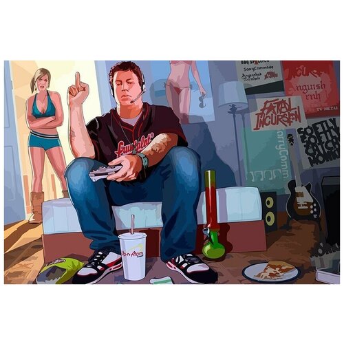 Картина по номерам на холсте игра GTA V (Grand Theft Auto) - 8595 Г 60x40 картина по номерам на холсте игра gta v 8587 г 60x40