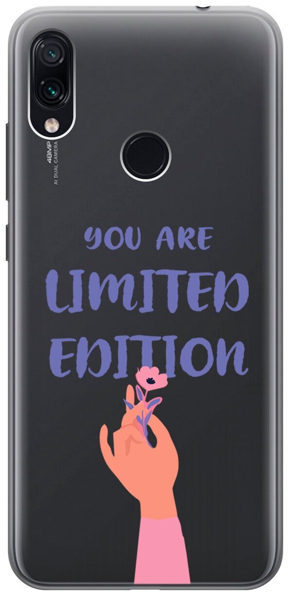 Силиконовый чехол на Xiaomi Redmi Note 7, Note 7 Pro, Сяоми Редми Ноут 7, Ноут 7 Про с 3D принтом "Limited Edition" прозрачный