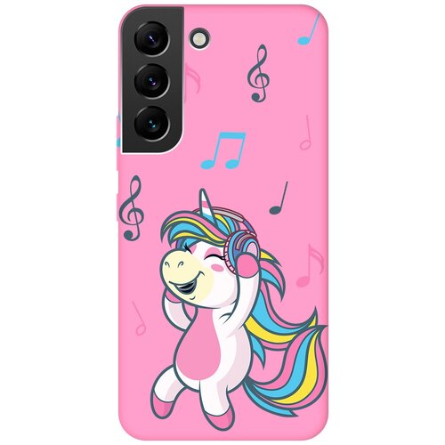 Матовый чехол Musical Unicorn для Samsung Galaxy S22 / Самсунг С22 с 3D эффектом розовый матовый чехол three scratches для samsung galaxy s22 самсунг с22 с 3d эффектом розовый