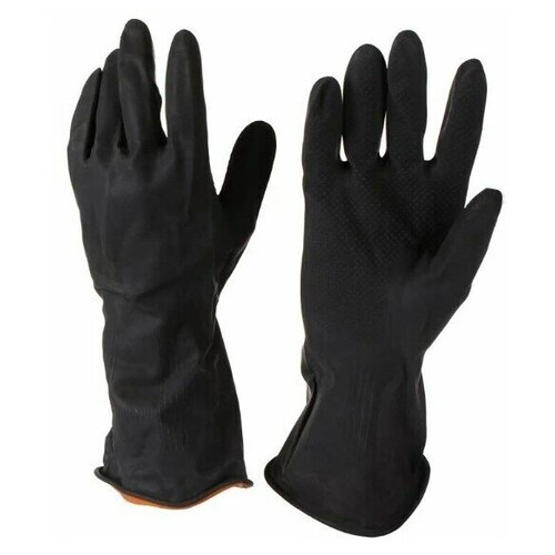 Хозяйственные перчатки латексные, черные XL (10)