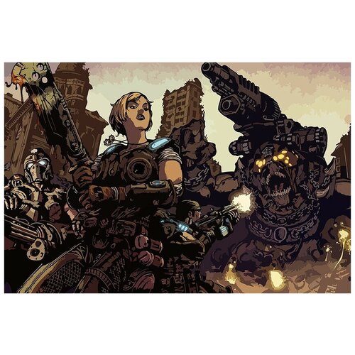 Картина по номерам на холсте игра Gears of war - 8603 Г 60x40 картина по номерам на холсте игра world of warriors 11214 г 60x40