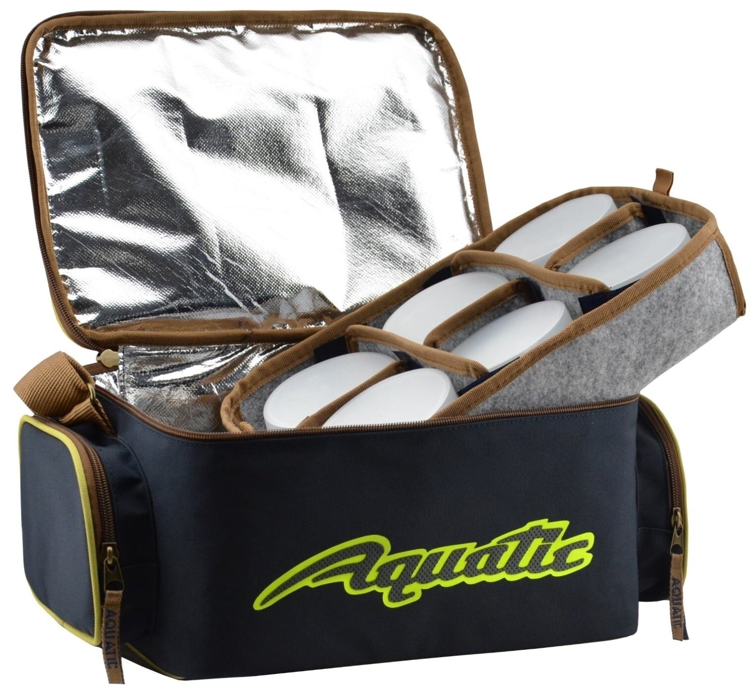 AQUATIC Термо-сумка с банками 12шт Aquatic С-43С для хранения дипов и насадок (синий, 32х23х21см)