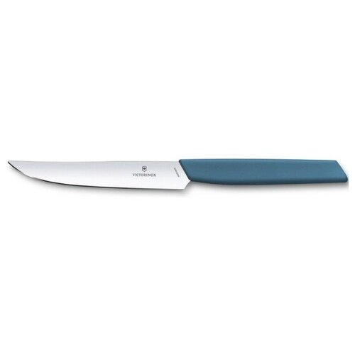 Нож для стейка VICTORINOX Swiss Modern 6.9006.122, лезвие 12 см с прямой кромкой, васильково-синий