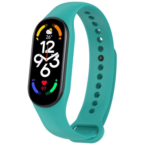 Силиконовый ремешок для финтес-браслета Xiaomi Mi Band 5, 6, 7 бирюзовый
