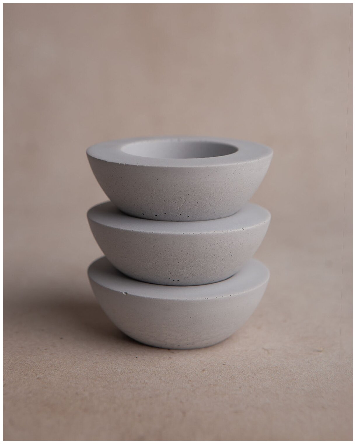 Комплект подсвечников для чайных свечей Suzy, 3 шт., бетон, серый матовый - фотография № 2