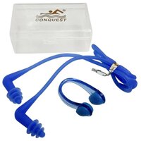 Комплект для плавания беруши и зажим для носа синие Спортекс C33555-1