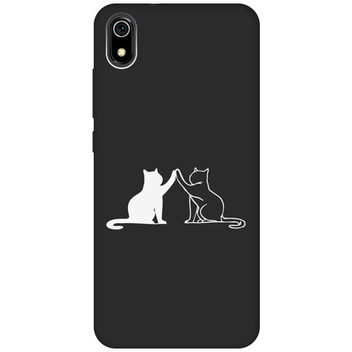 Матовый Soft Touch силиконовый чехол на Xiaomi Redmi 7A, Сяоми Редми 7А с 3D принтом Cats W черный матовый soft touch силиконовый чехол на xiaomi redmi 7a сяоми редми 7а с 3d принтом lovers hands w черный