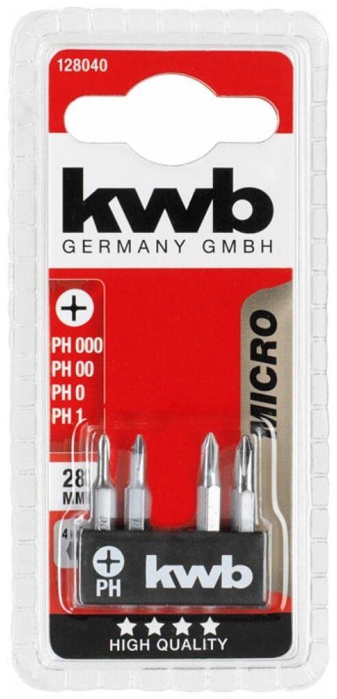 Набор бит Kwb 128040, PH Micro, 28 мм, 4шт